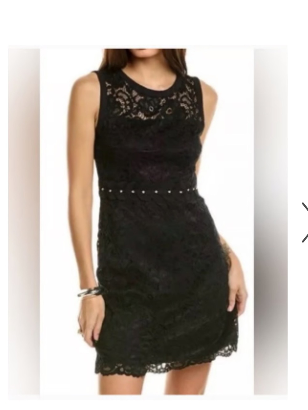 Sam Edelman Black Lace Sheath Dress Size 2 Studded Trim Sleeveless Cocktail NWT